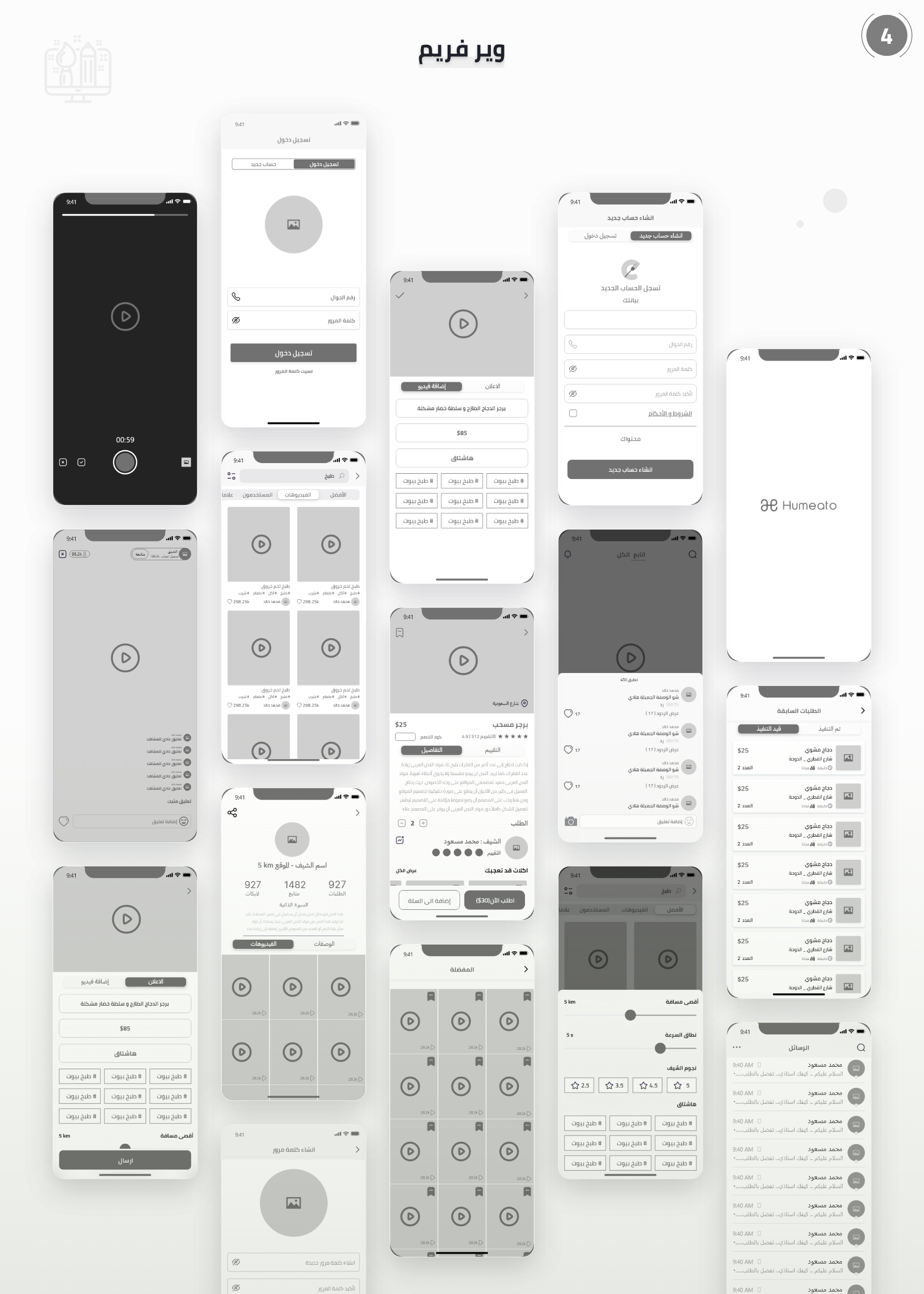 تصميم الـ Wireframes
