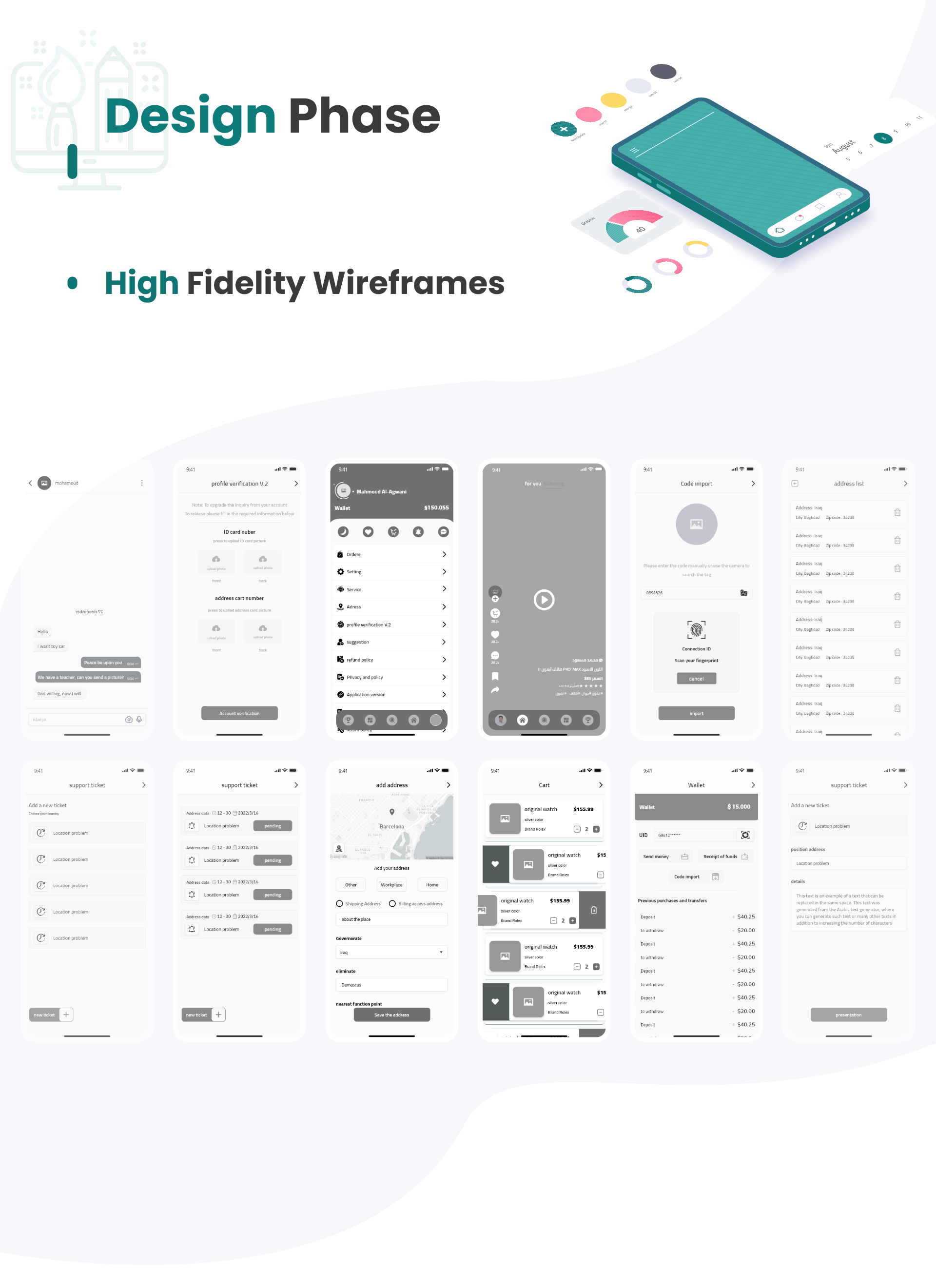 تصميم الـ Wireframes